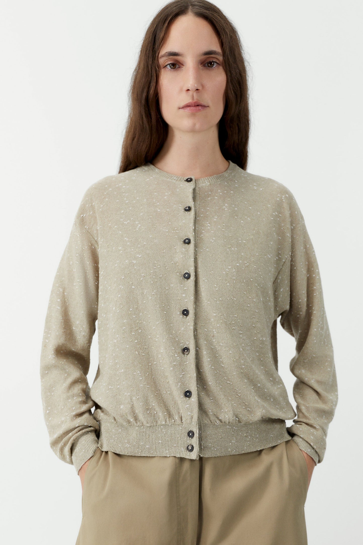 Linen and Cotton Flecked Cardigan