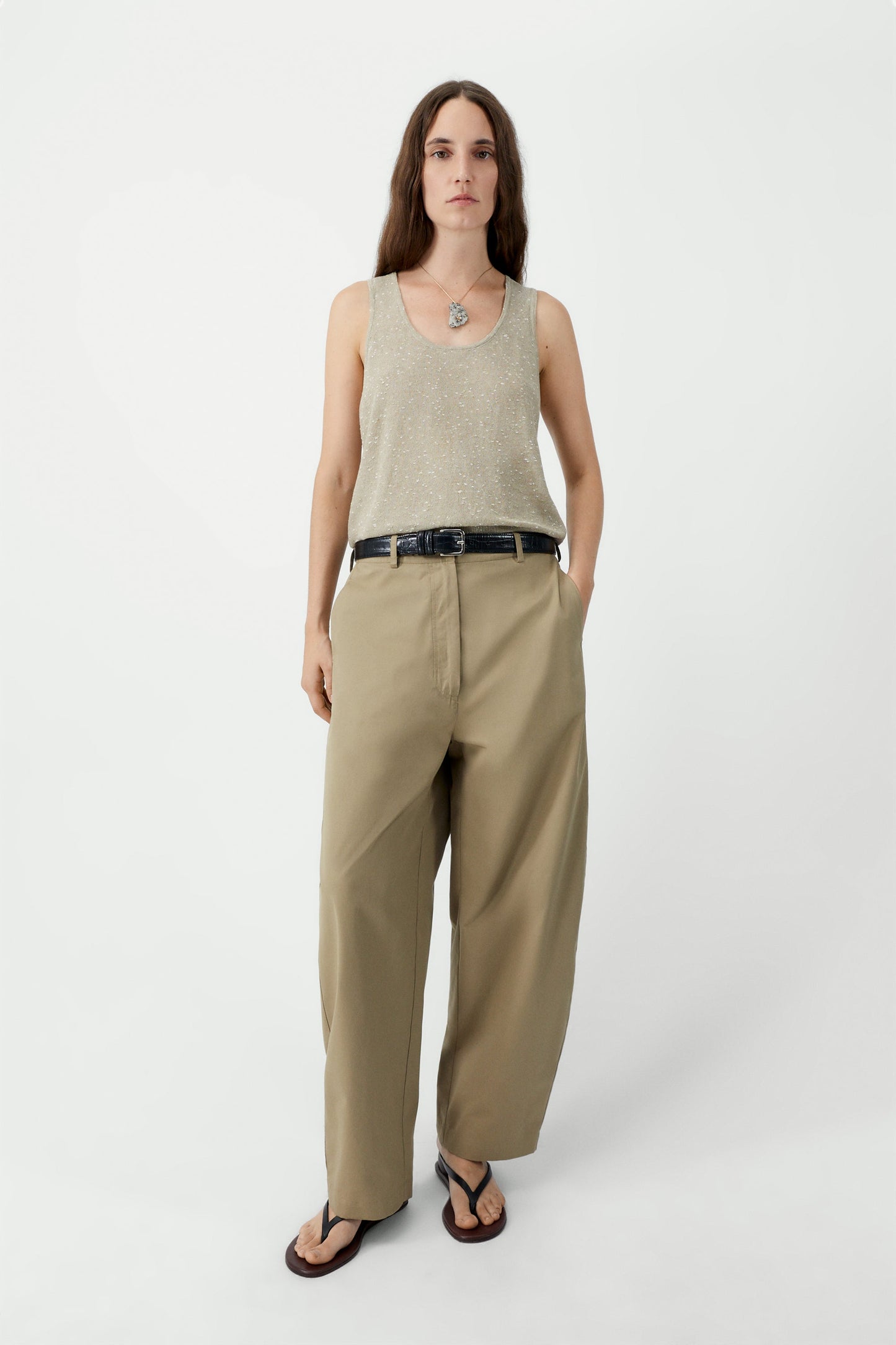Linen and Cotton Flecked Tank Top