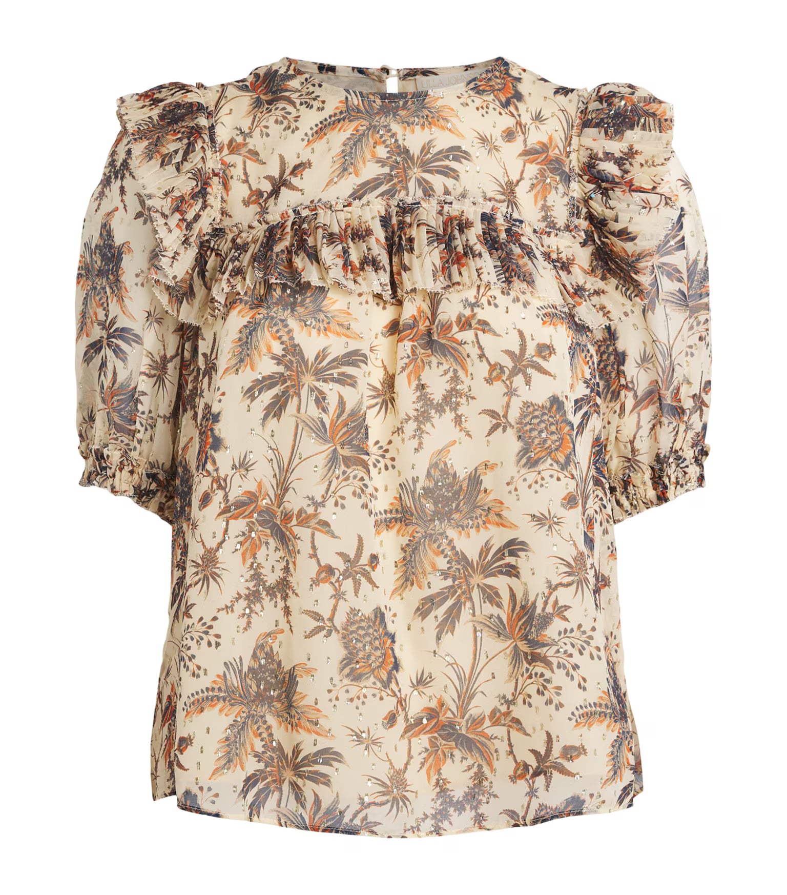 Floral patterned blouse on a white background