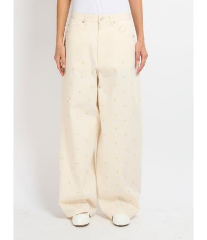 Embroidered Light Denim Jeans