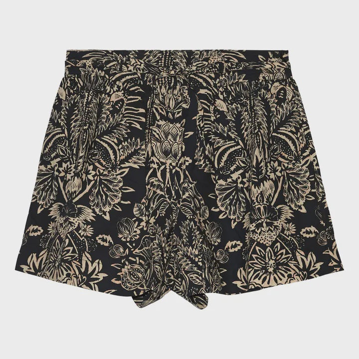 Rowan Belted Short in Noir Flora