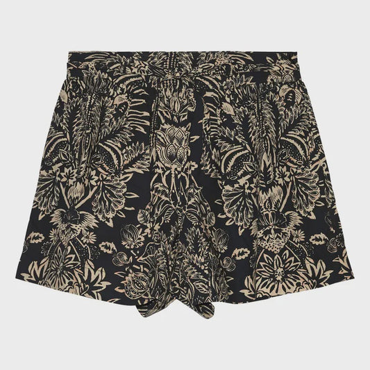 Rowan Belted Short in Noir Flora
