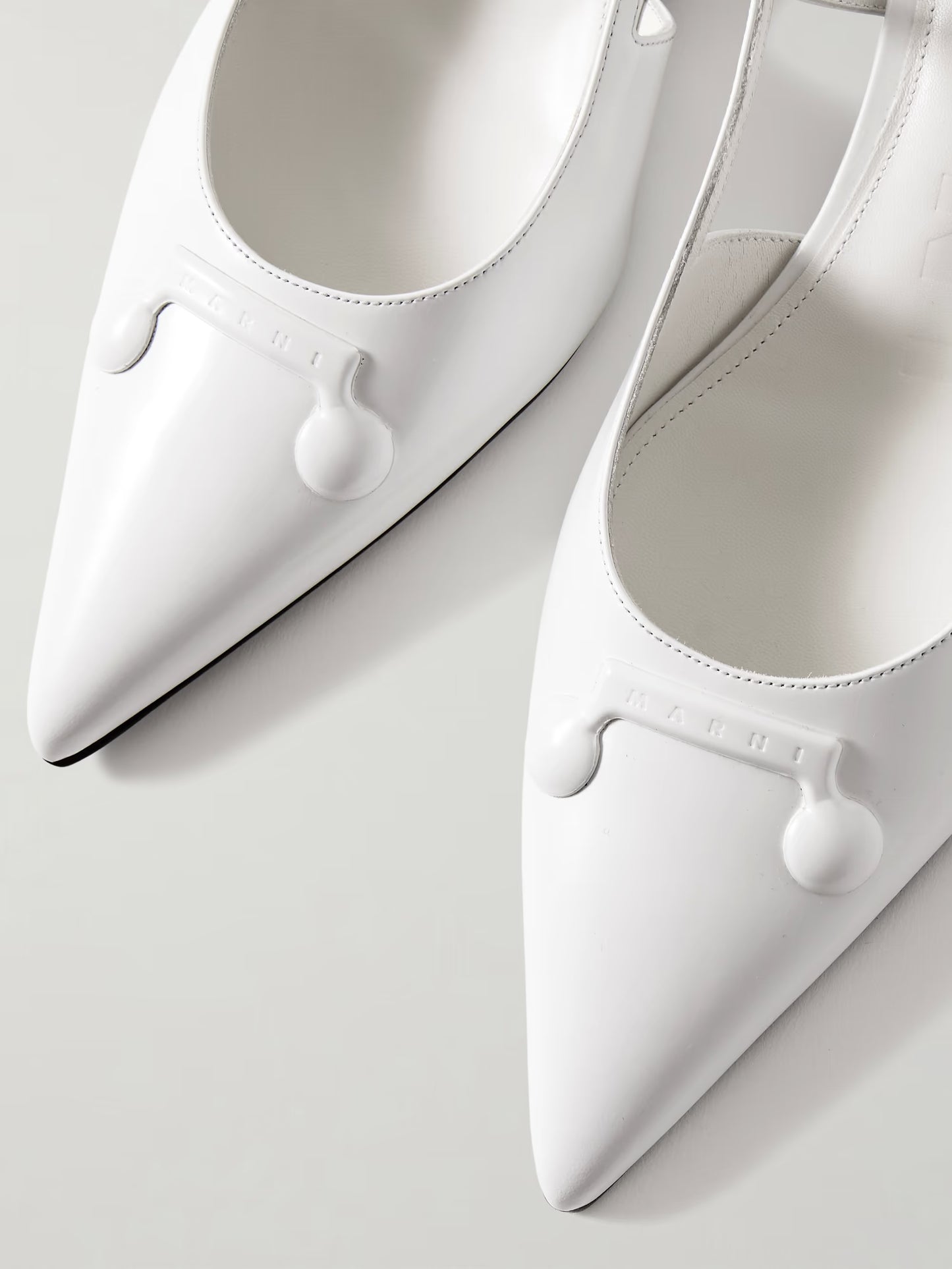 White Leather Trunkaroo Slingbacks
