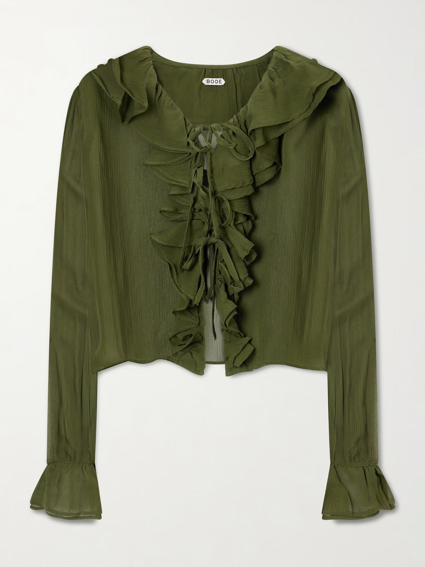 Flounce Blouse in Olive