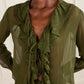 Flounce Blouse in Olive