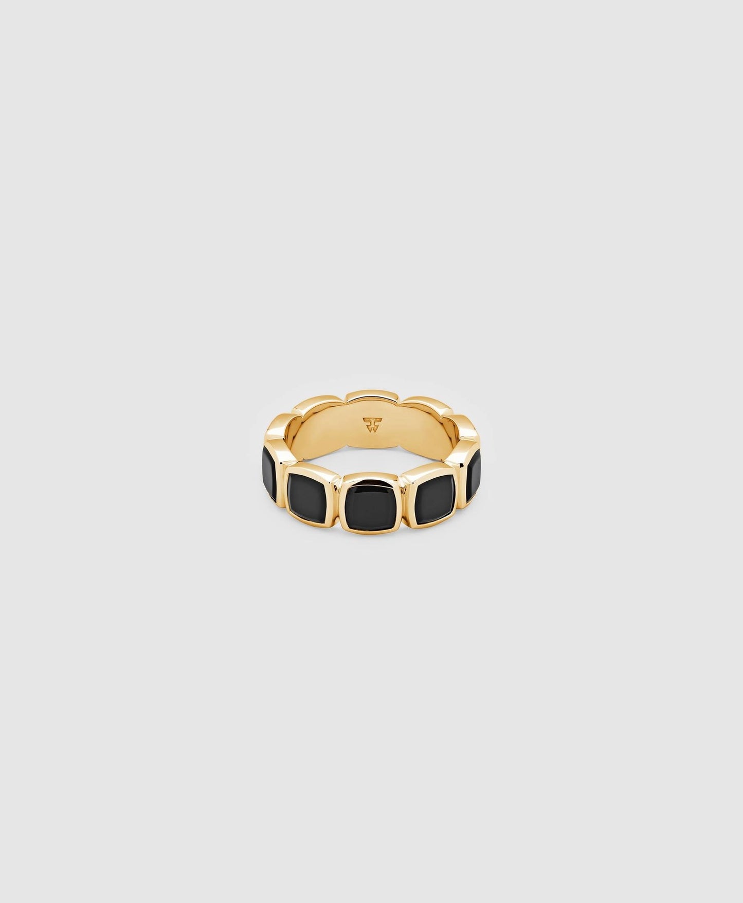 Cushion Band Polished Onyx Gold Ring
