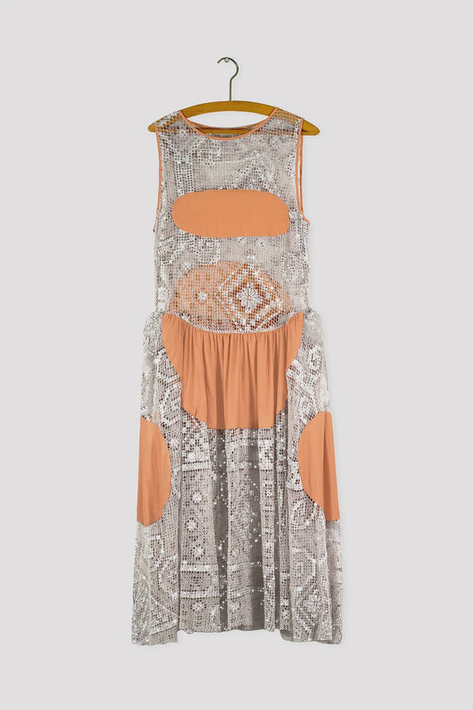 Vintage Filet Lace  Crystal Dress