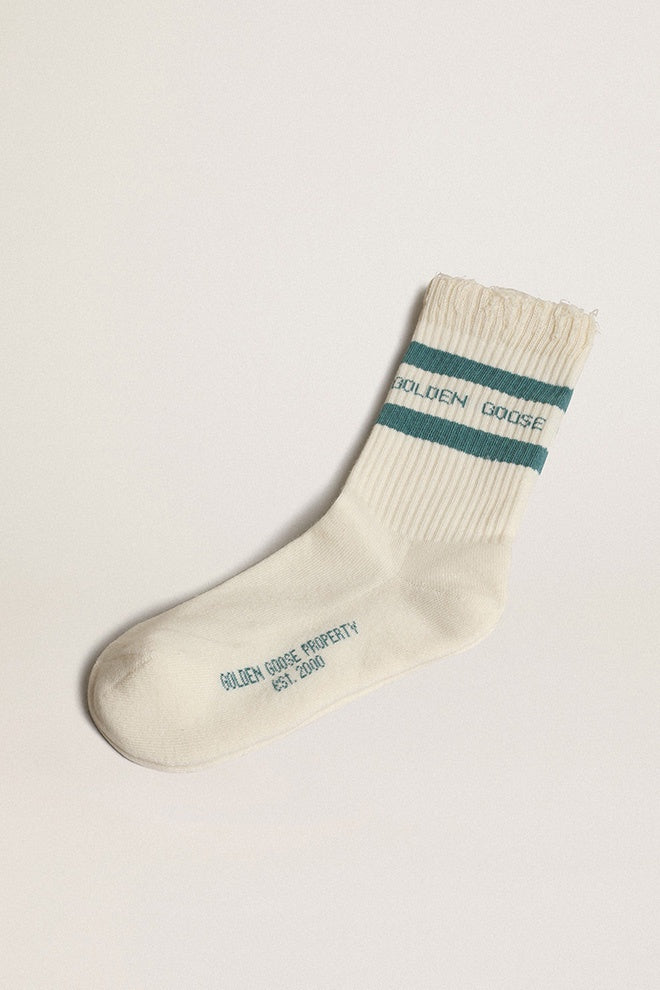 Distressed Socks in Papyrus with Stripe