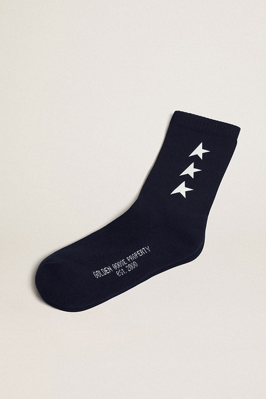 Side Star Socks in Dark Blue