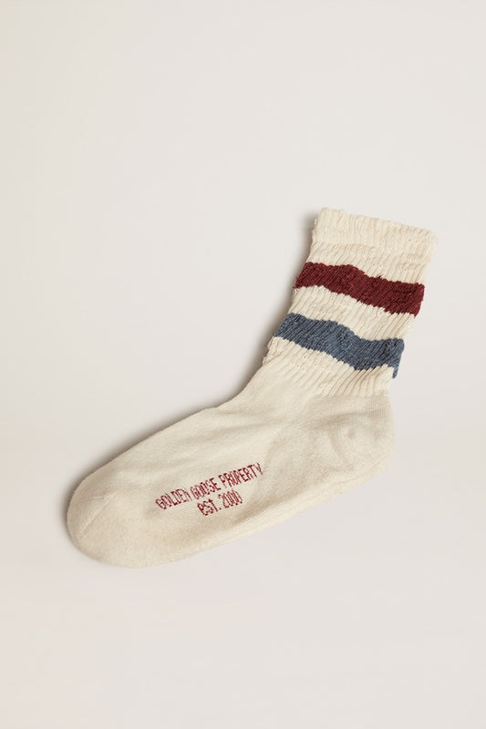 Distressed Socks With Stripes